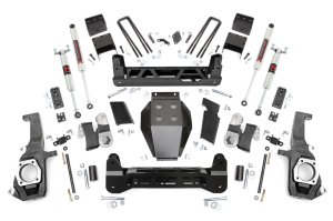 GMC Sierra 3500 HD Suspension Lift Kit - Rough Country - 5 Inch NTD M1 - Hammer Black - '11-'19
